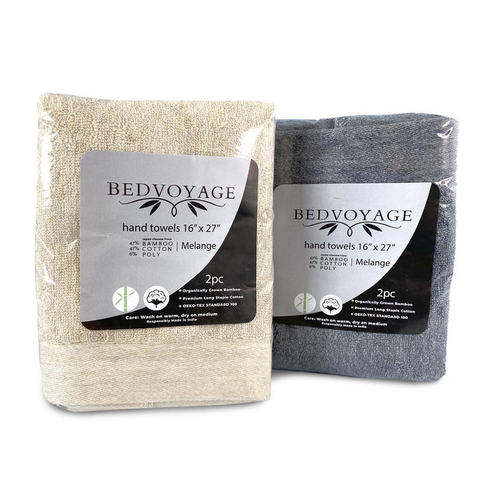 BedVoyage Bamboo Cotton Hand Towel 2 pack from BedVoyage Melange Viscose - Charcoal