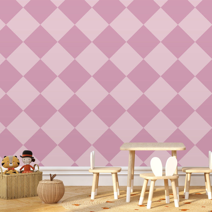 TeepeeJoy Geometric Themed Wallpaper - Harlequin Pink