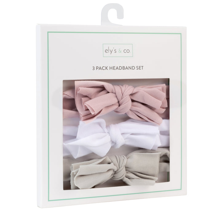 Ely's & Co. 3 Pack Headband Set - Mauve Lavender, Grey & White