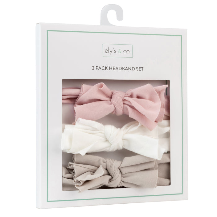 Ely's & Co. 3 Pack Headband Set - Blush Pink, Tan & Ivory