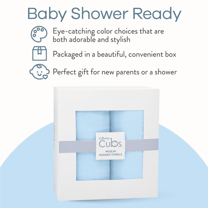 Comfy Cubs Baby Hooded Towels - Sky Blue