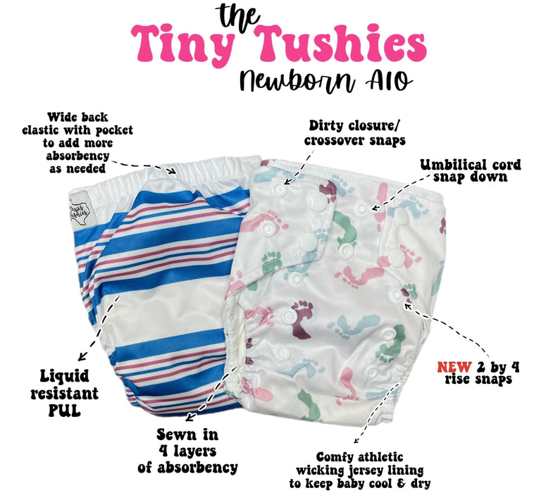 Texas Tushies Colored AWJ - Tiny Tushies Newborn AIO Cloth Diaper