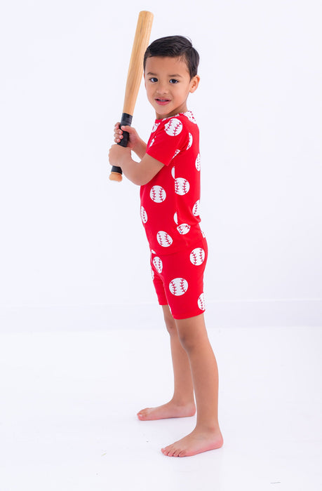 Birdie Bean Baseball 2-piece pajamas- RED