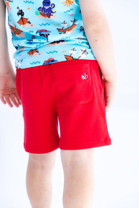 Birdie Bean crimson bamboo/cotton shorts