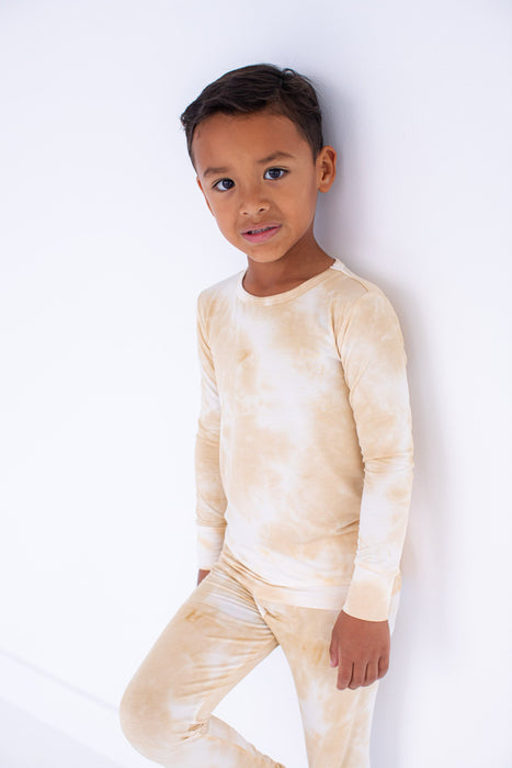 Birdie Bean ivory tie-dye 2-piece pajamas