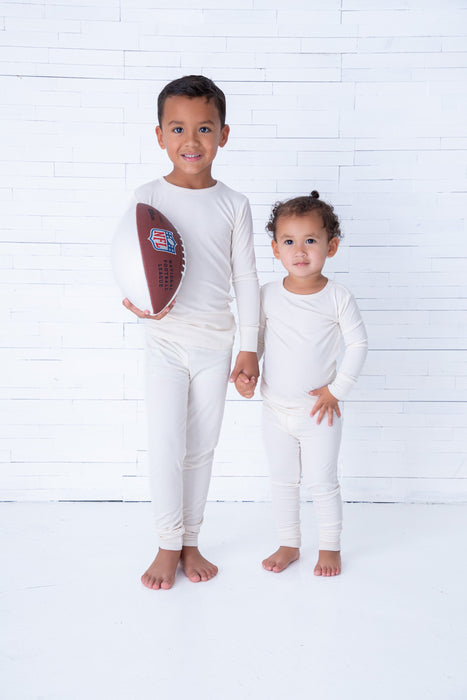 Birdie Bean ivory ribbed 2-piece pajamas