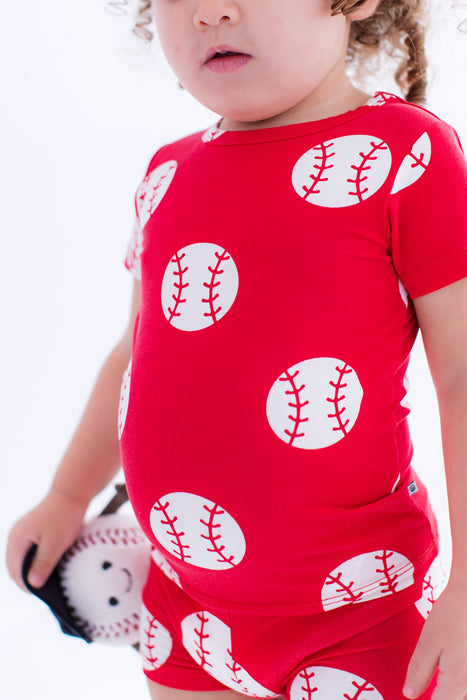 Birdie Bean Baseball 2-piece pajamas- RED