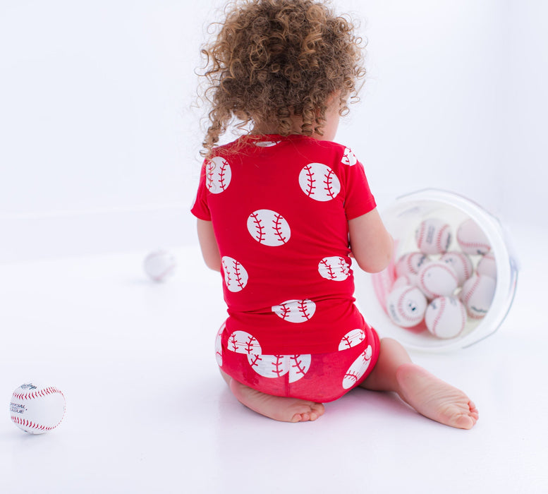 Birdie Bean Baseball 2-piece pajamas- RED