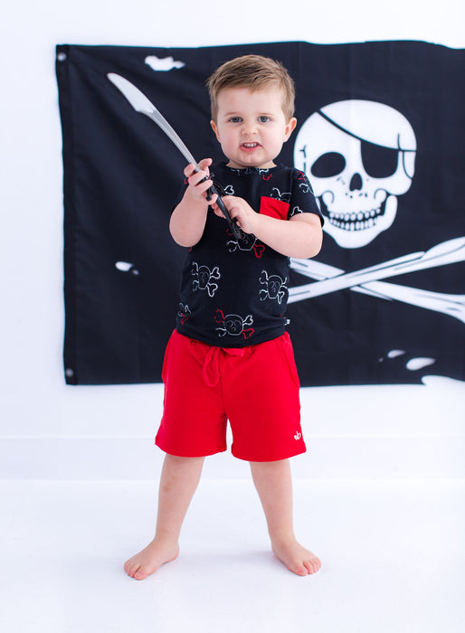 Birdie Bean crimson bamboo/cotton shorts