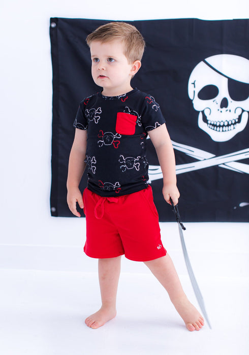 Birdie Bean crimson bamboo/cotton shorts