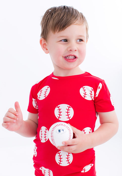 Birdie Bean Baseball 2-piece pajamas- RED