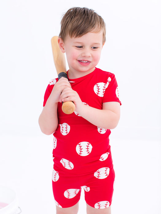 Birdie Bean Baseball 2-piece pajamas- RED