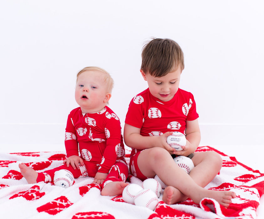 Birdie Bean Baseball 2-piece pajamas- RED