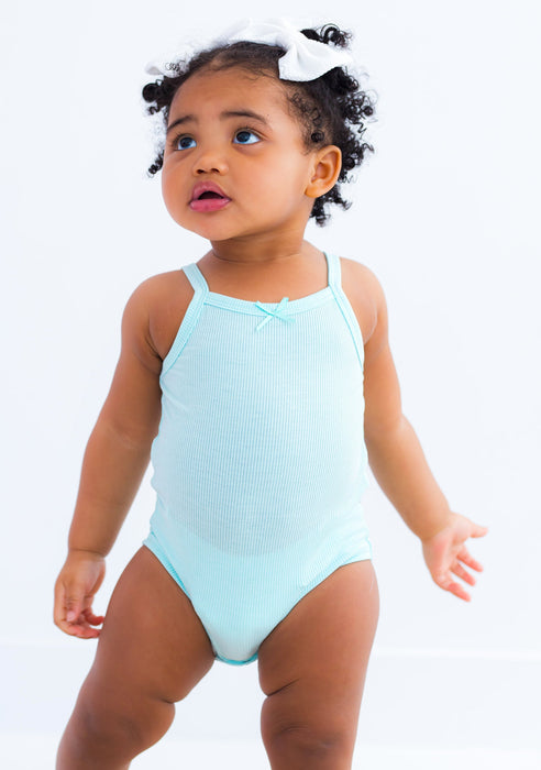 Birdie Bean aqua ribbed bodysuit tank