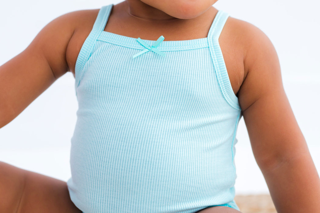 Birdie Bean aqua ribbed bodysuit tank