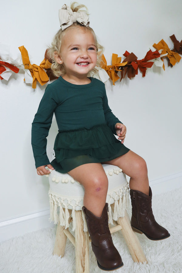 Dream Big Little Co EVERGREEN RIB DREAM TUTU BODYSUIT DRESS