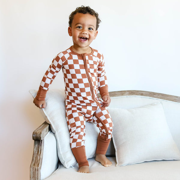 Dream Big Little Co Copper Checkers Dream Romper