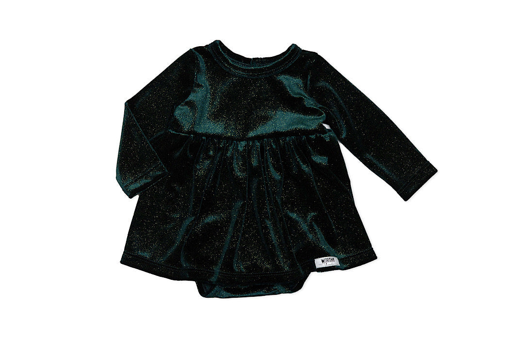 Worthy Threads Holiday Bubble Romper in Emerald Sparkle