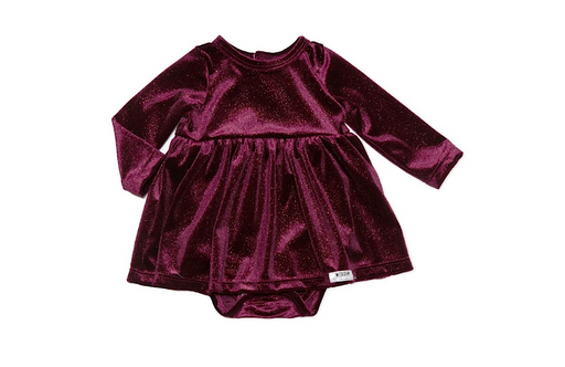 Worthy Threads Holiday Bubble Romper in Burgundy Sparkle