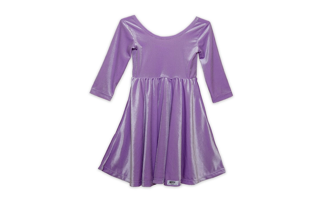 Worthy Threads Twirly Dress in Lavender Stretch Velvet