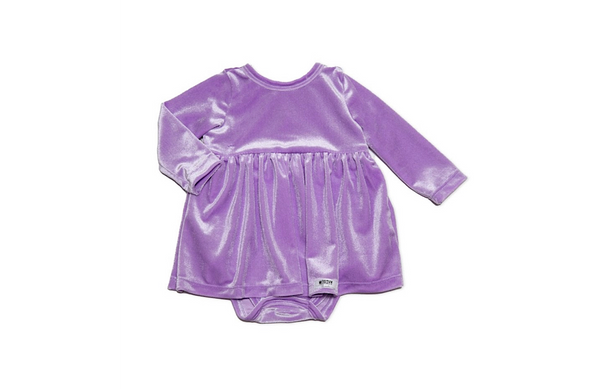 Worthy Threads Long Sleeve Bubble Romper in Lavender Velvet