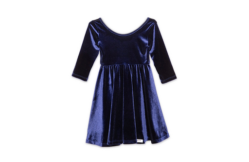 Worthy Threads Twirly Dress in Navy Stretch Velvet