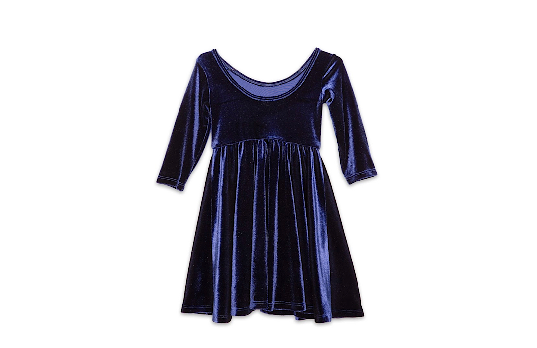 Worthy Threads Twirly Dress in Navy Stretch Velvet