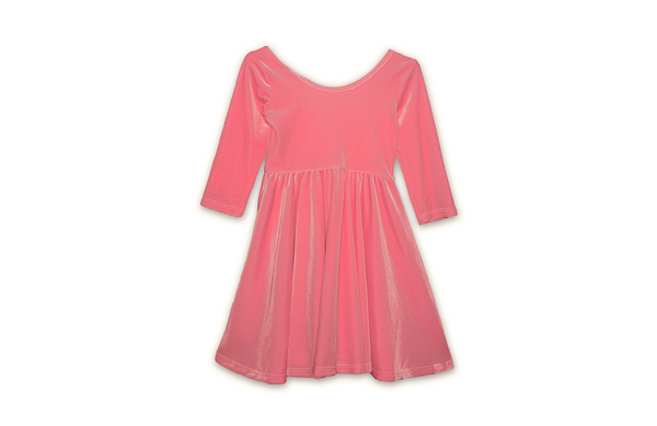 Worthy Threads Twirly Dress in Pink Candy Stretch Velvet