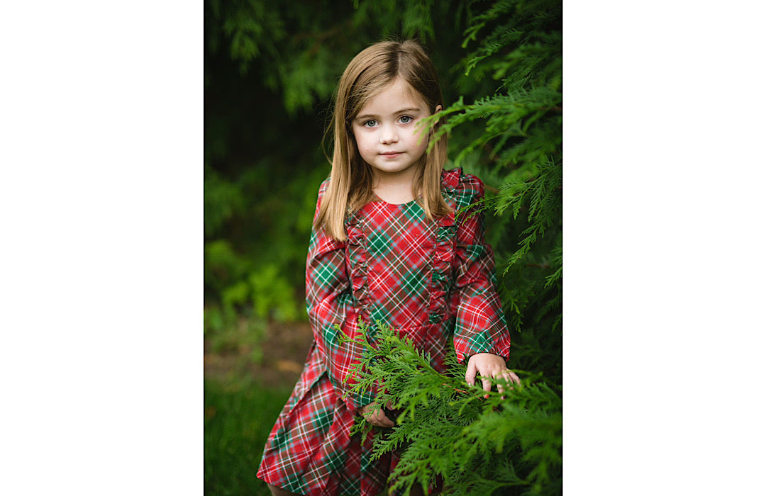 Worthy Threads Long Sleeve Ruffle Dress in Plaid