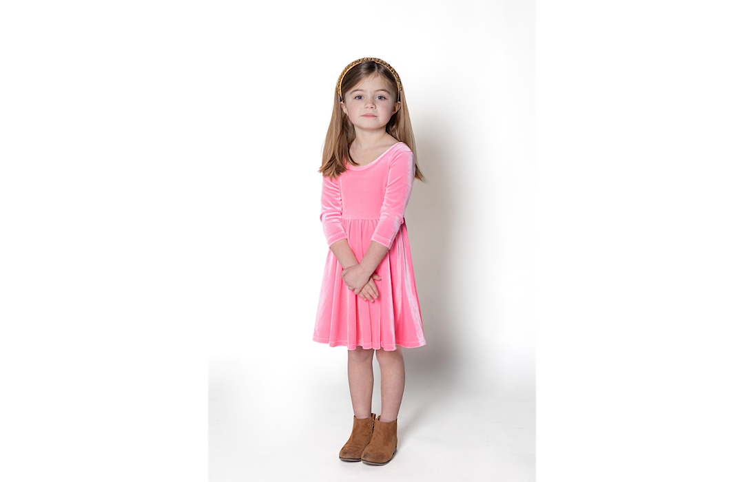 Worthy Threads Twirly Dress in Pink Candy Stretch Velvet