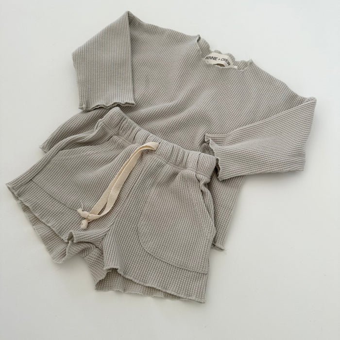 Winnie + Crew Skylar Waffle Set in Light Grey