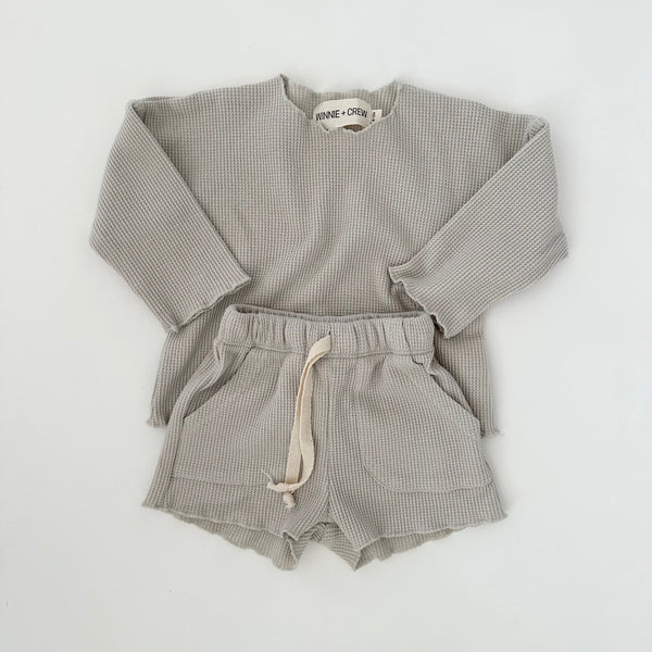 Winnie + Crew Skylar Waffle Set in Light Grey