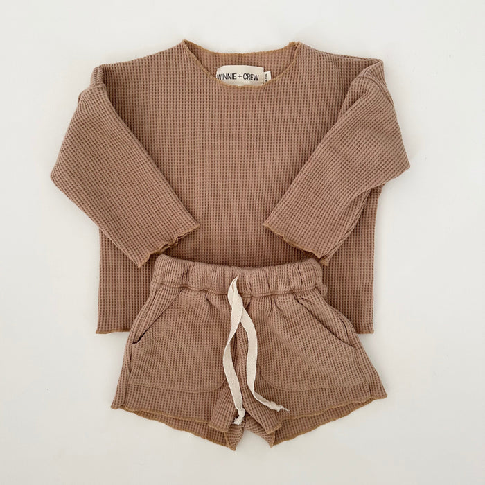 Winnie + Crew Skylar Waffle Set in Brown