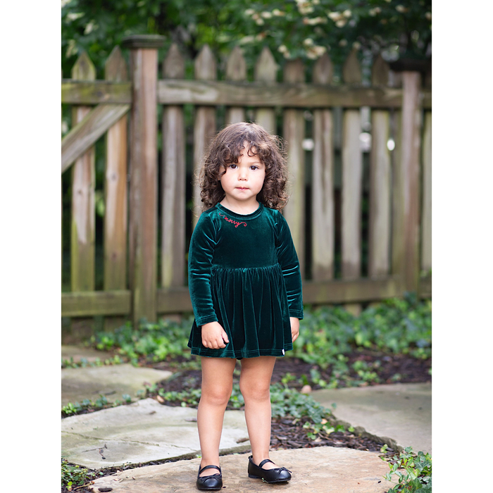 Worthy Threads Holiday Bubble Romper in Emerald Velvet