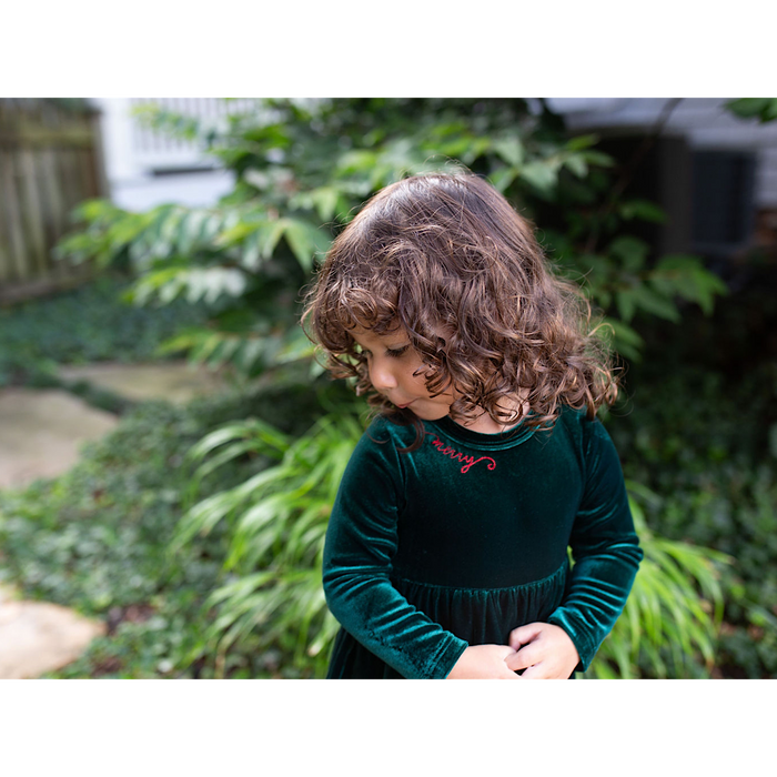 Worthy Threads Holiday Bubble Romper in Emerald Velvet