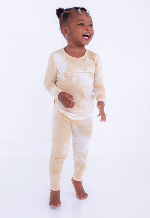 Birdie Bean ivory tie-dye 2-piece pajamas