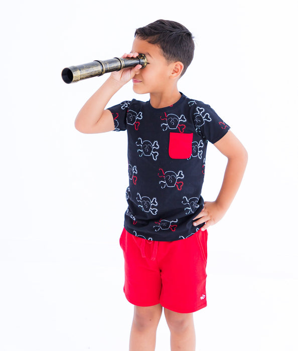 Birdie Bean crimson bamboo/cotton shorts