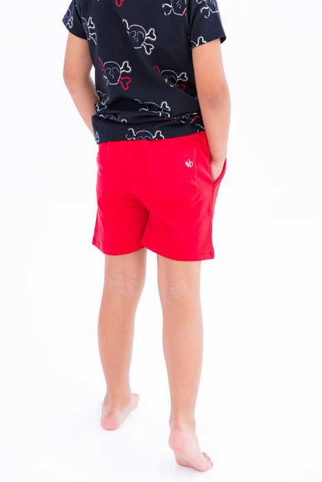 Birdie Bean crimson bamboo/cotton shorts