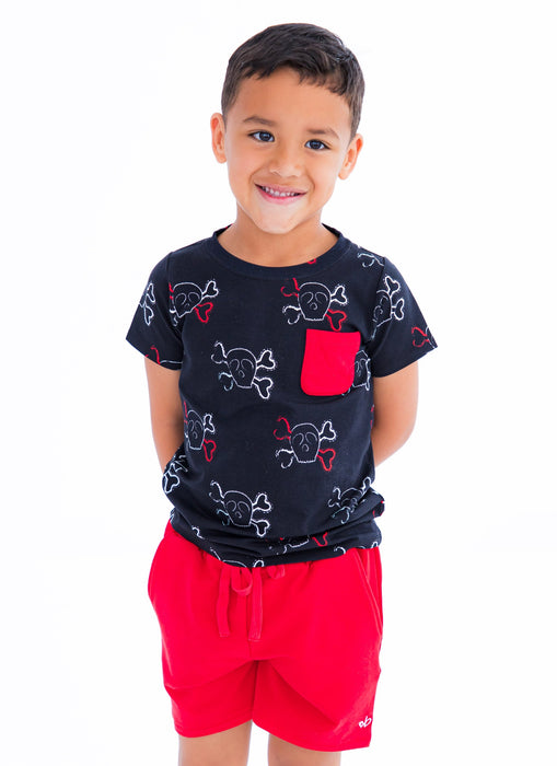 Birdie Bean crimson bamboo/cotton shorts