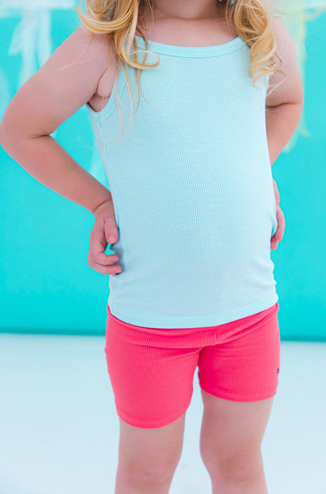 Birdie Bean aqua ribbed tank top