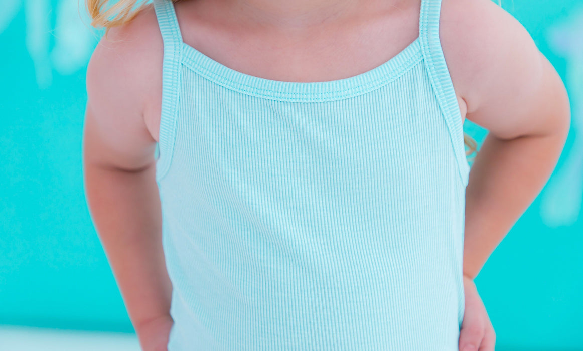 Birdie Bean aqua ribbed tank top