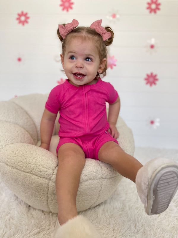 Dream Big Little Co HOT PINK RIB DREAM SHORTIE