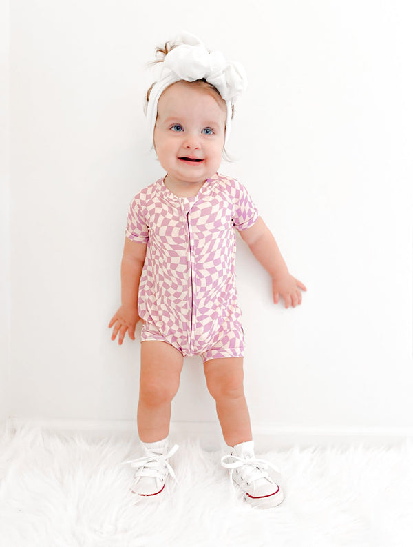 Dream Big Little Co PLUM CHECKERS DREAM SHORTIE