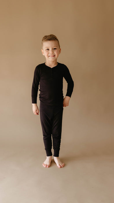 forever french baby Bamboo Two Piece Pajama | Black