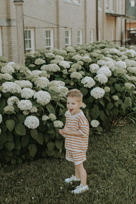 Winnie + Crew Owen Knit Set in Orange Stripes