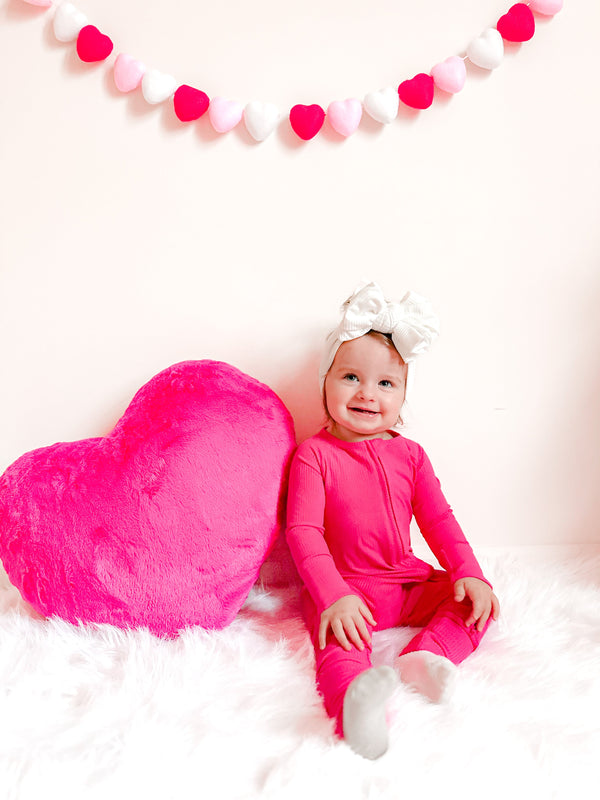 Dream Big Little Co HOT PINK RIB DREAM ROMPER