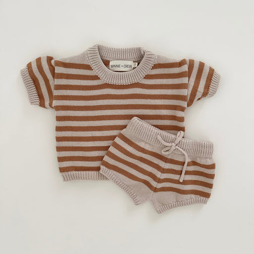 Winnie + Crew Owen Knit Set in Orange Stripes