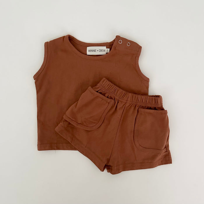 Winnie + Crew Tate Sleeveless Set in Burnt Orange