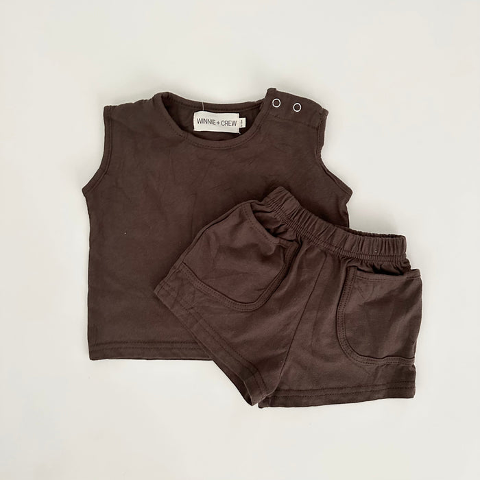 Winnie + Crew Tate Sleeveless Set in Brown