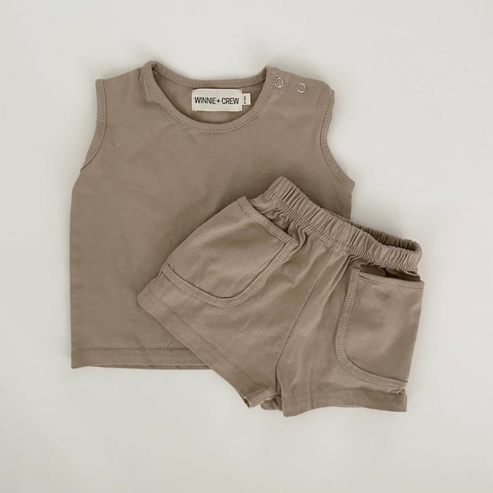 Winnie + Crew Tate Sleeveless Set in Khaki